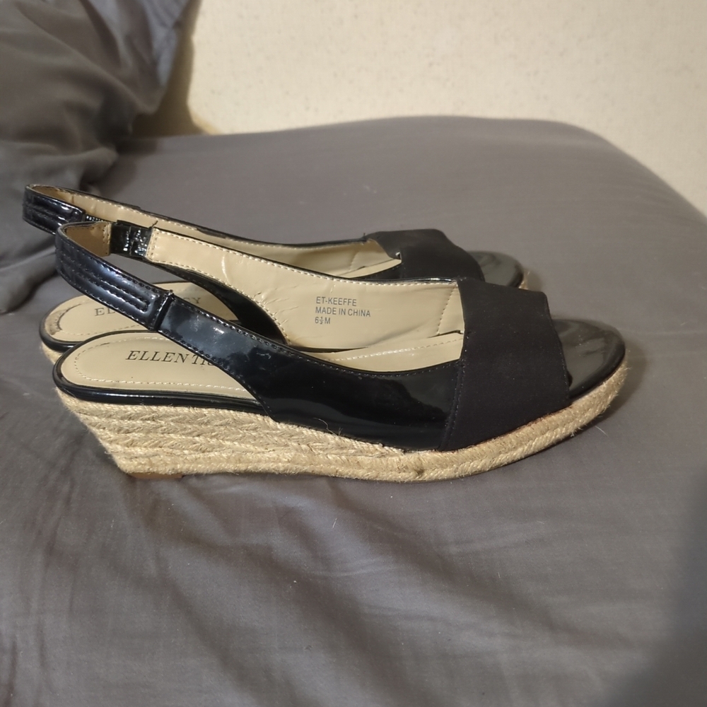 Ellen Tracy slingback peep toe espadrille size 6.5 m